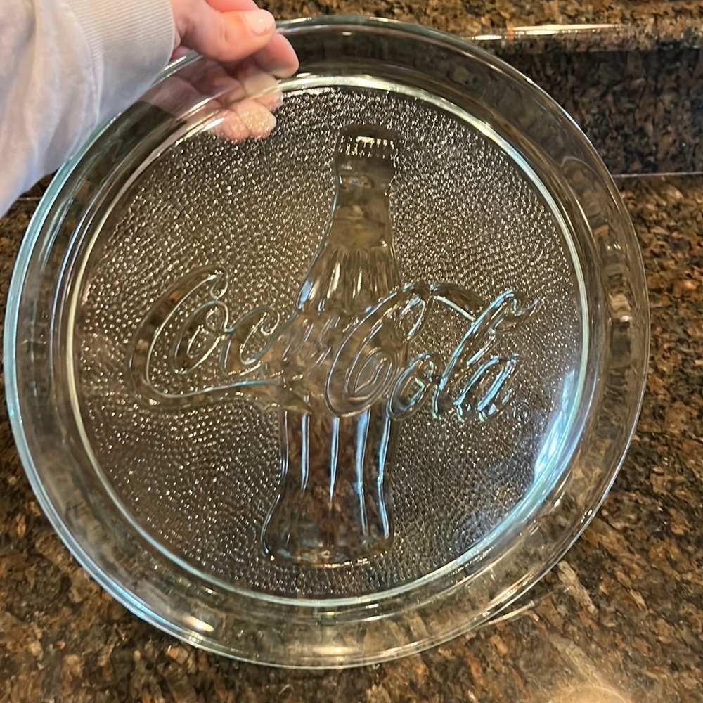 Coca Cola Embossed Glass Tray Round Platter